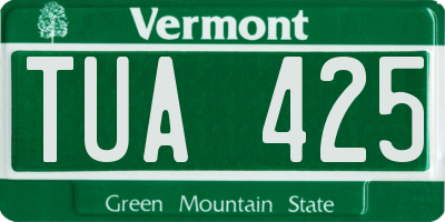 VT license plate TUA425