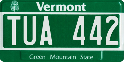 VT license plate TUA442