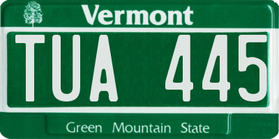 VT license plate TUA445
