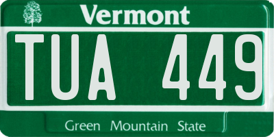 VT license plate TUA449