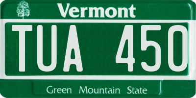 VT license plate TUA450