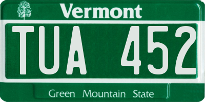 VT license plate TUA452