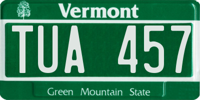 VT license plate TUA457