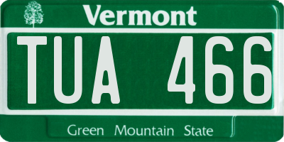 VT license plate TUA466