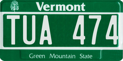 VT license plate TUA474