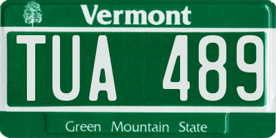VT license plate TUA489