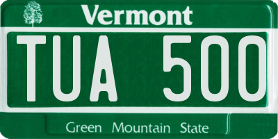VT license plate TUA500