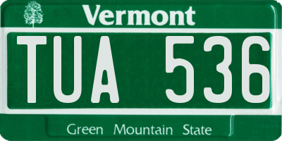 VT license plate TUA536