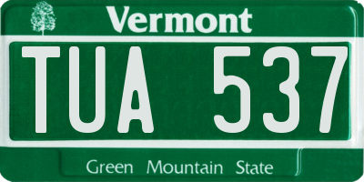 VT license plate TUA537