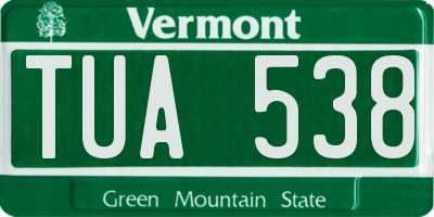 VT license plate TUA538