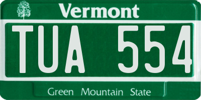 VT license plate TUA554