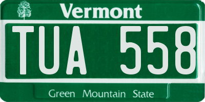 VT license plate TUA558
