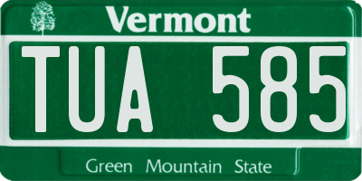 VT license plate TUA585