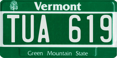VT license plate TUA619