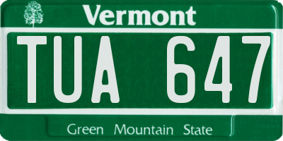 VT license plate TUA647