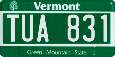 VT license plate TUA831