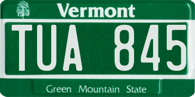 VT license plate TUA845