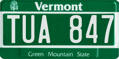 VT license plate TUA847