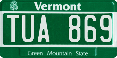 VT license plate TUA869