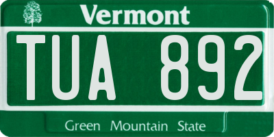 VT license plate TUA892
