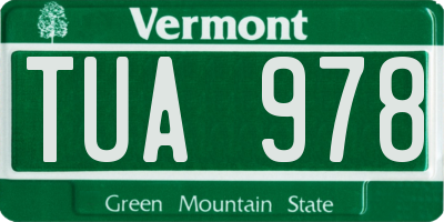 VT license plate TUA978