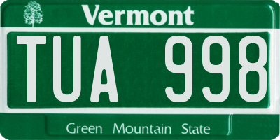 VT license plate TUA998