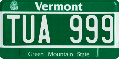 VT license plate TUA999