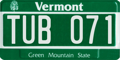 VT license plate TUB071