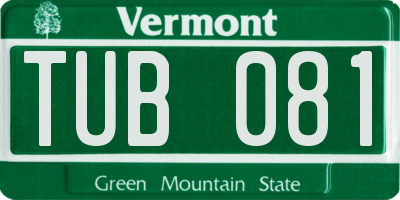 VT license plate TUB081