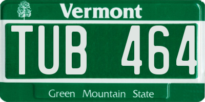 VT license plate TUB464