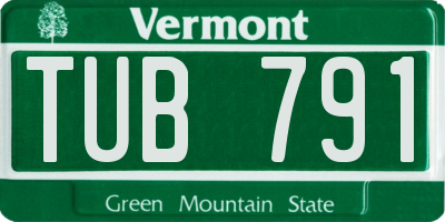 VT license plate TUB791