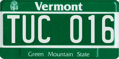 VT license plate TUC016