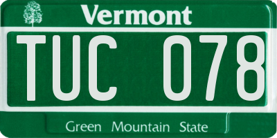 VT license plate TUC078