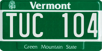 VT license plate TUC104