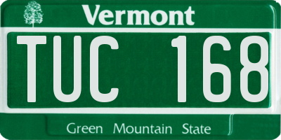 VT license plate TUC168