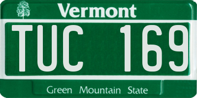 VT license plate TUC169