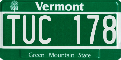 VT license plate TUC178