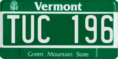 VT license plate TUC196