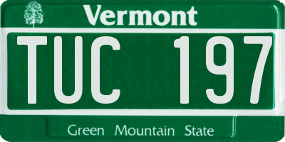 VT license plate TUC197