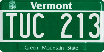 VT license plate TUC213