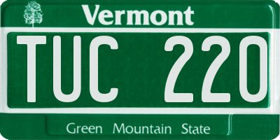 VT license plate TUC220