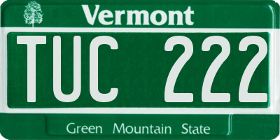 VT license plate TUC222