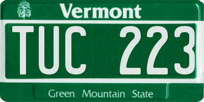 VT license plate TUC223