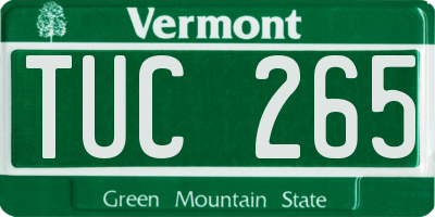 VT license plate TUC265