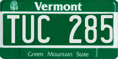 VT license plate TUC285