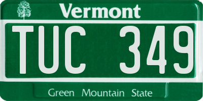 VT license plate TUC349