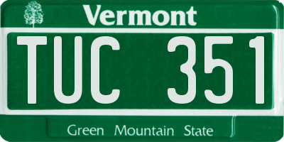 VT license plate TUC351