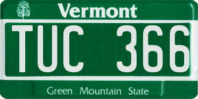 VT license plate TUC366