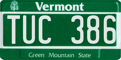 VT license plate TUC386
