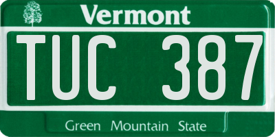VT license plate TUC387